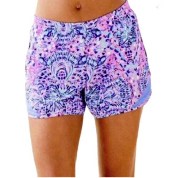 LILLY PULITZER LUXLETIC Women Ocean Trail Running Short Sz XS CallMy Shell Phone